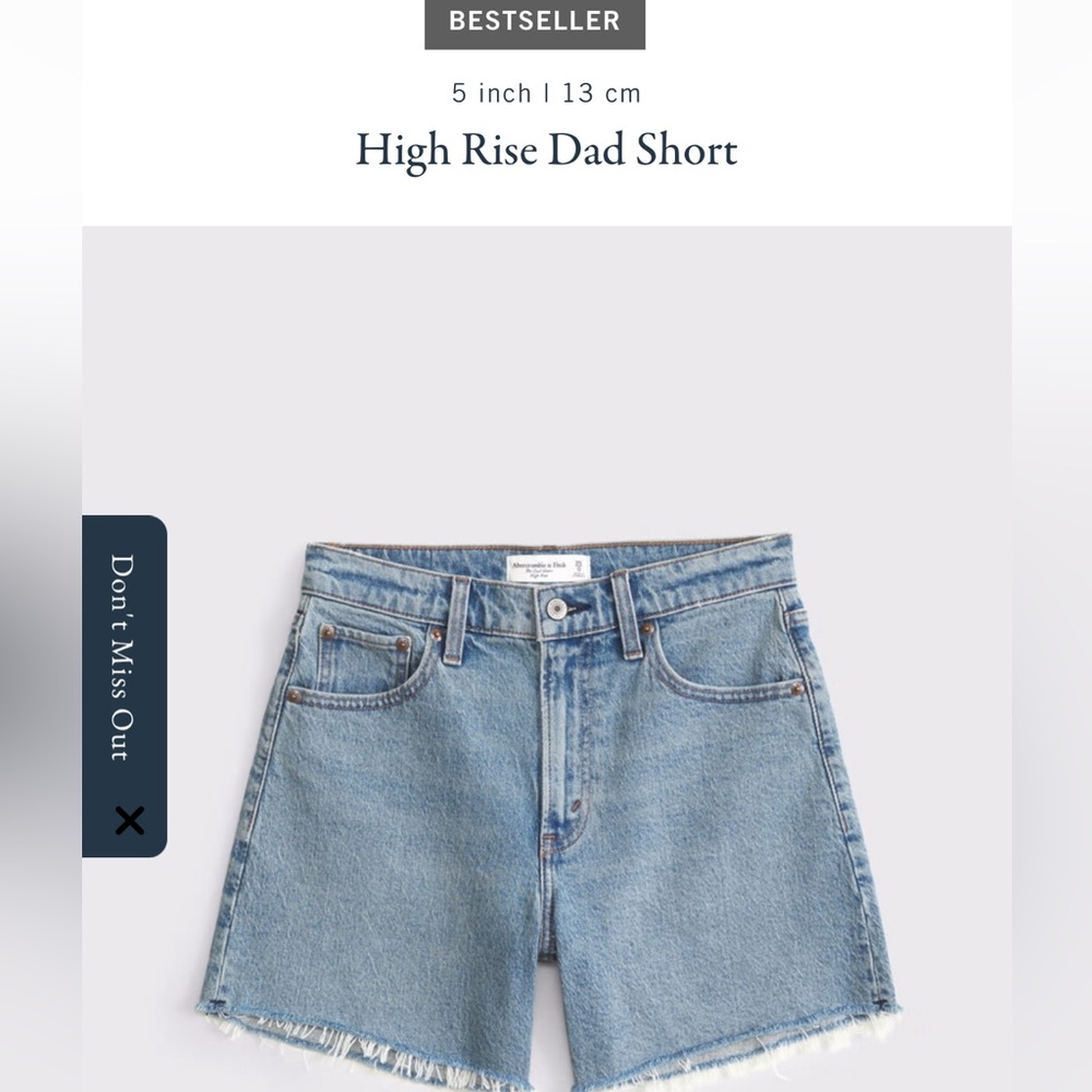 Abercrombie & Fitch High Rise Dad Cut off Shorts 5’ size 28